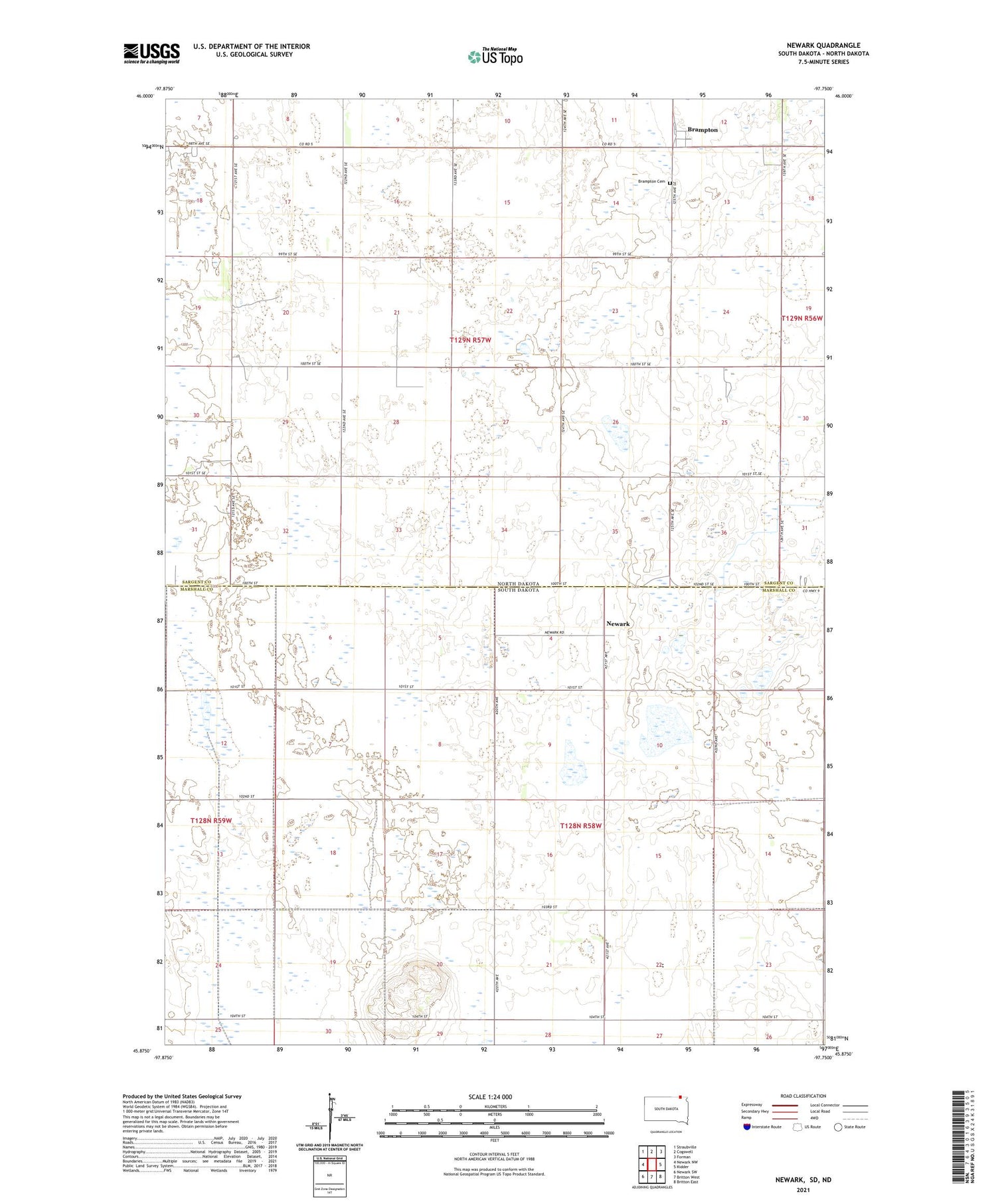 Newark South Dakota US Topo Map Image