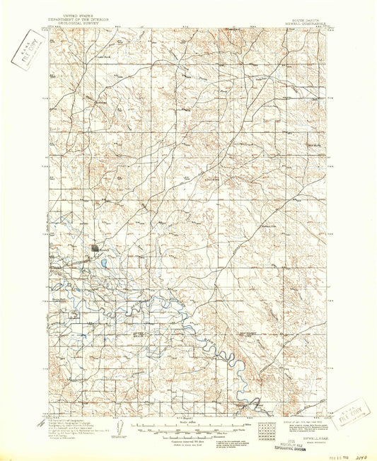Historic 1913 Newell South Dakota 30'x30' Topo Map Image
