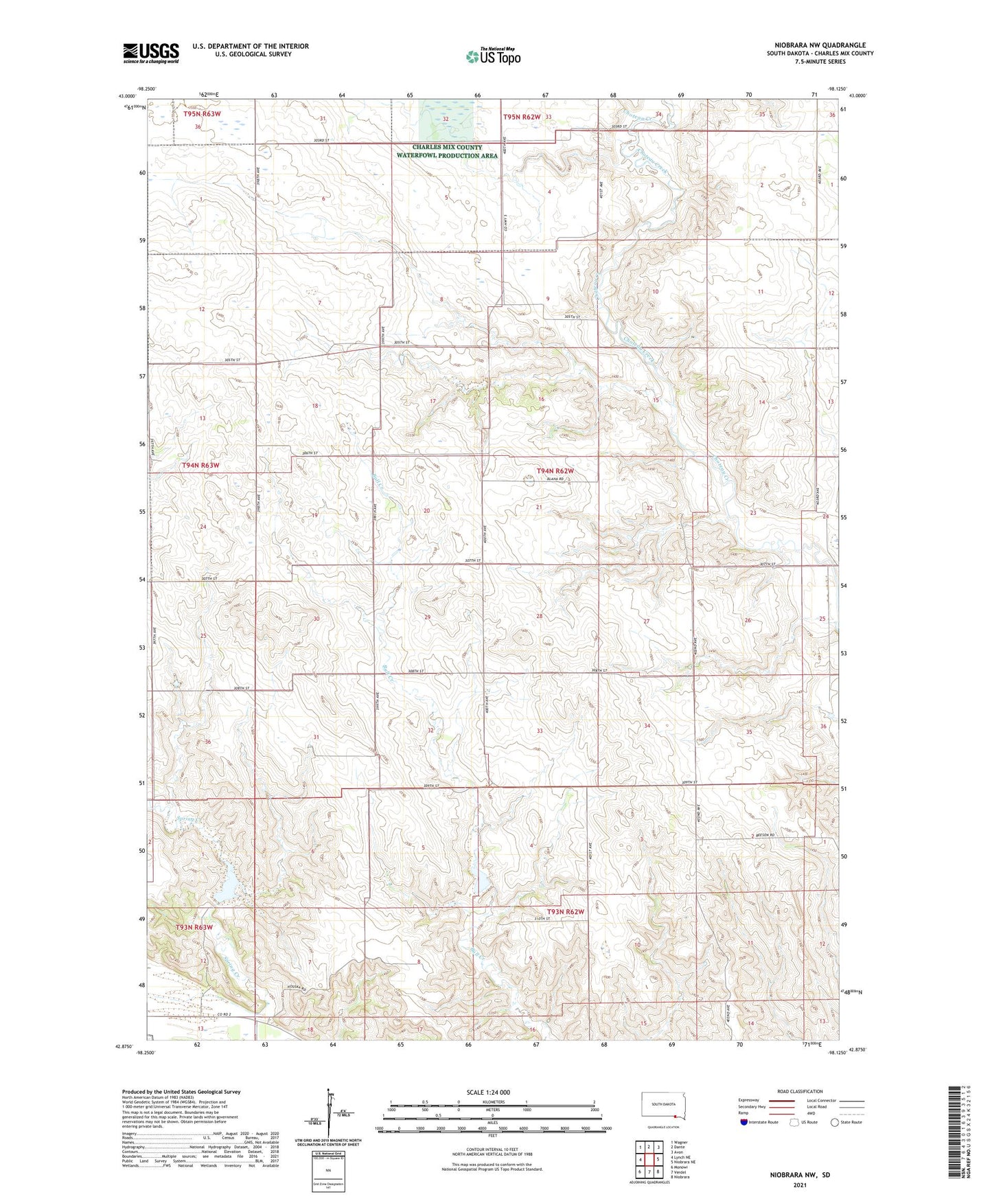 Niobrara NW South Dakota US Topo Map Image