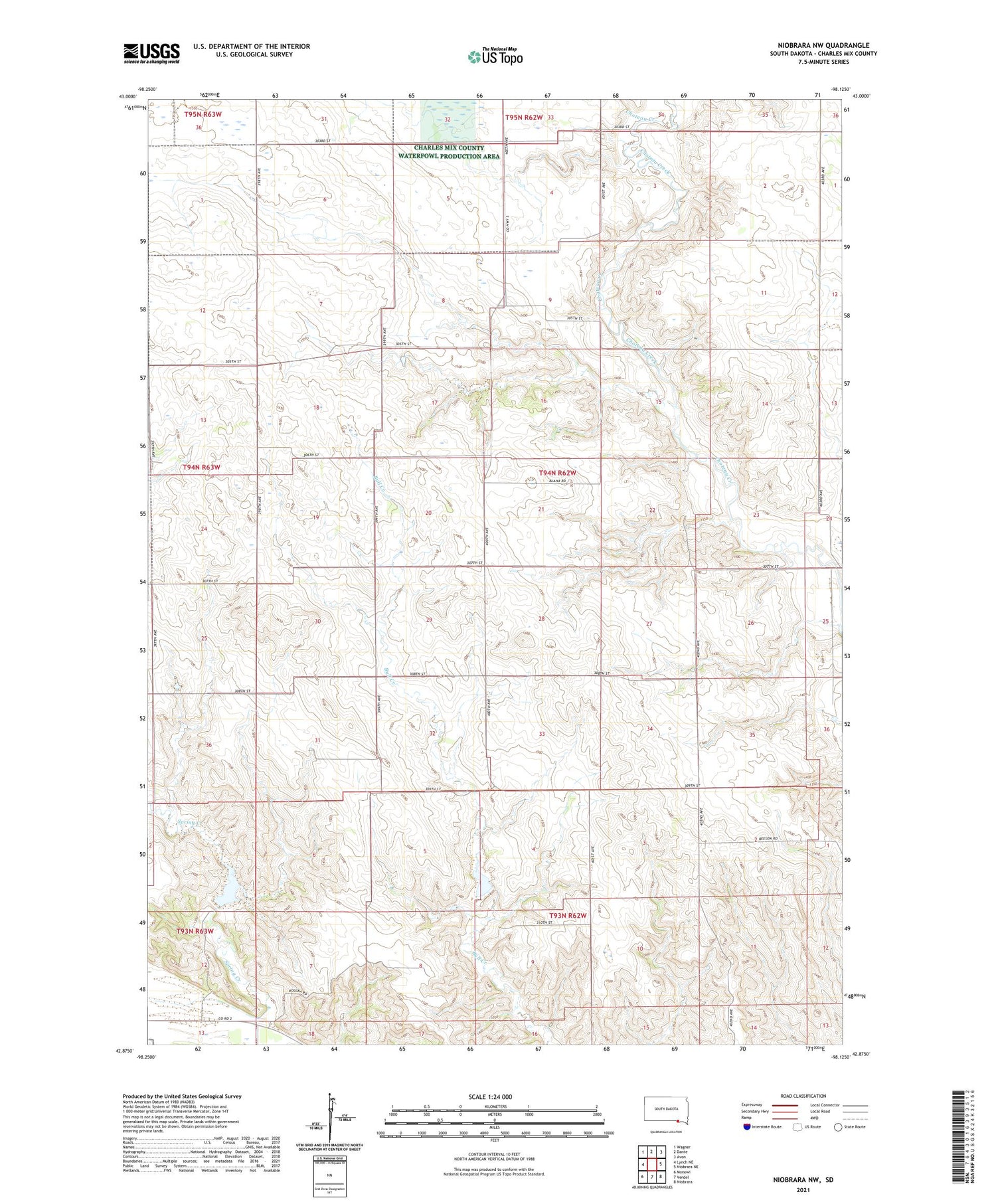 Niobrara NW South Dakota US Topo Map Image