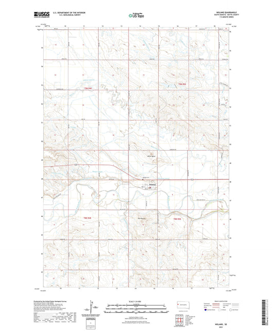 Nisland South Dakota US Topo Map Image