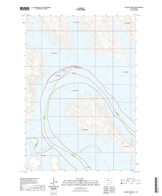 No Heart Creek SW South Dakota US Topo Map Image