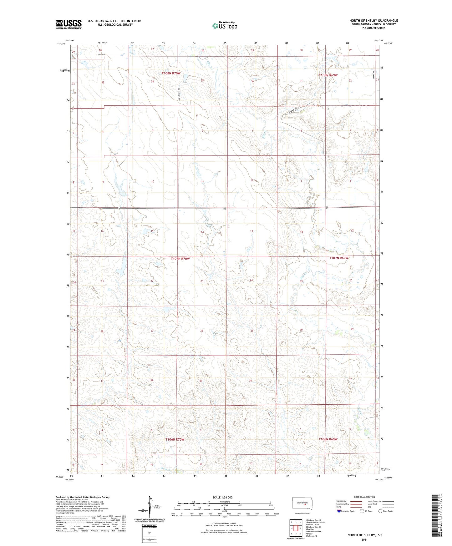 North of Shelby South Dakota US Topo Map Image