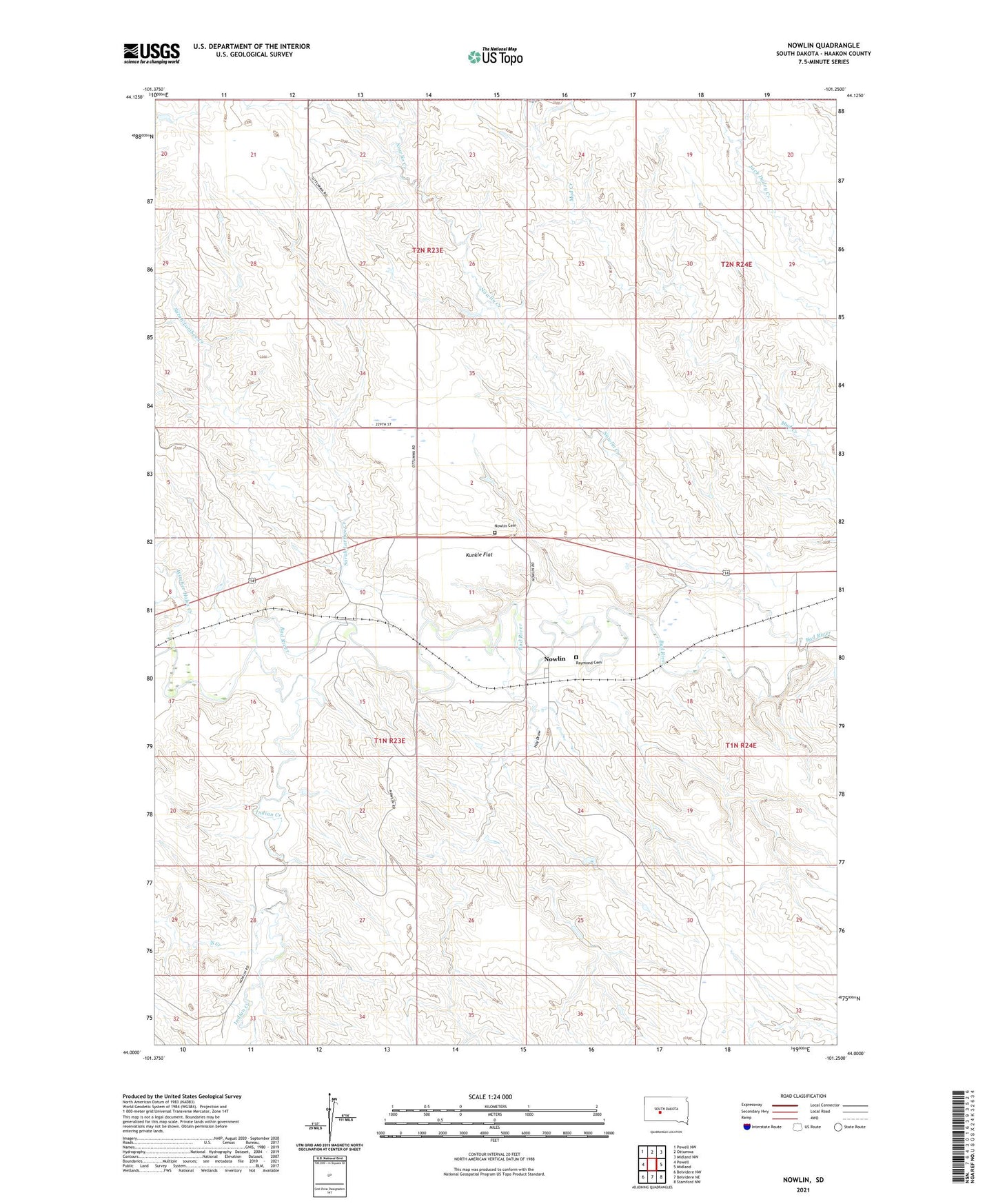 Nowlin South Dakota US Topo Map Image