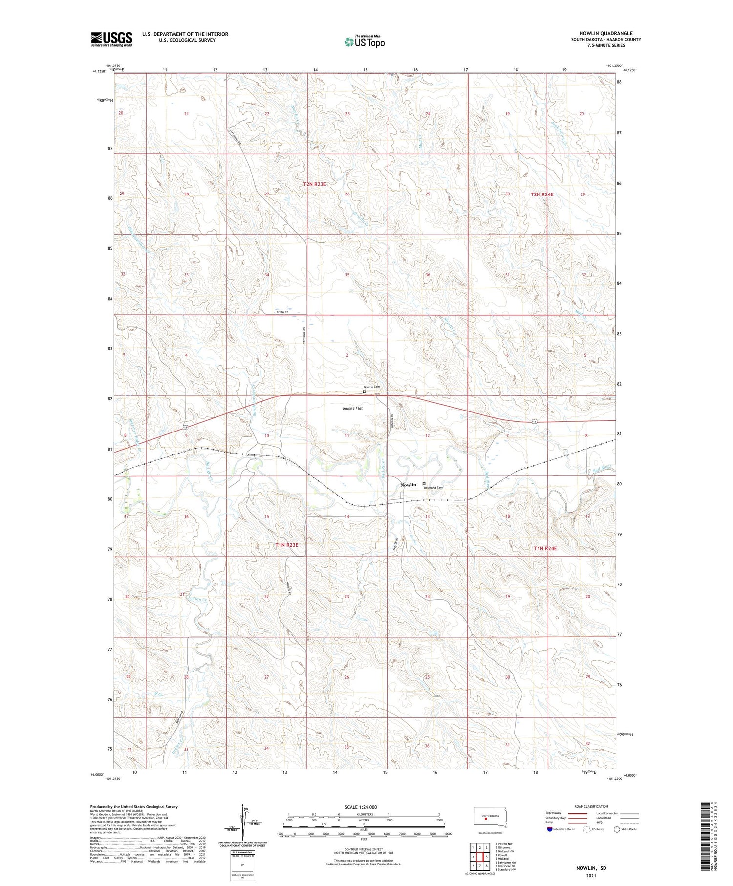 Nowlin South Dakota US Topo Map Image