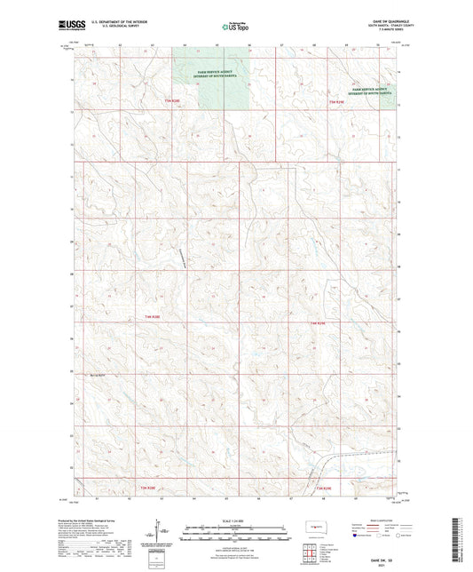 Oahe SW South Dakota US Topo Map Image