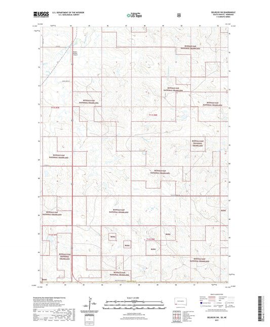 Oelrichs SW South Dakota US Topo Map Image
