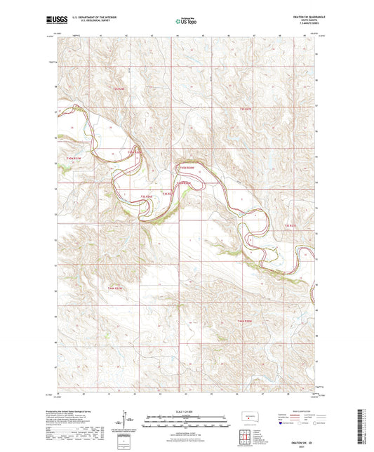 Okaton SW South Dakota US Topo Map Image