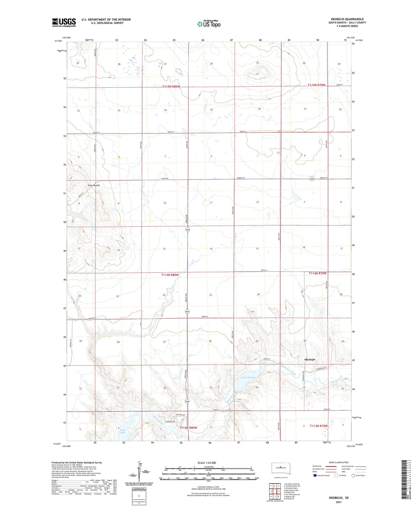 Okobojo South Dakota US Topo Map Image