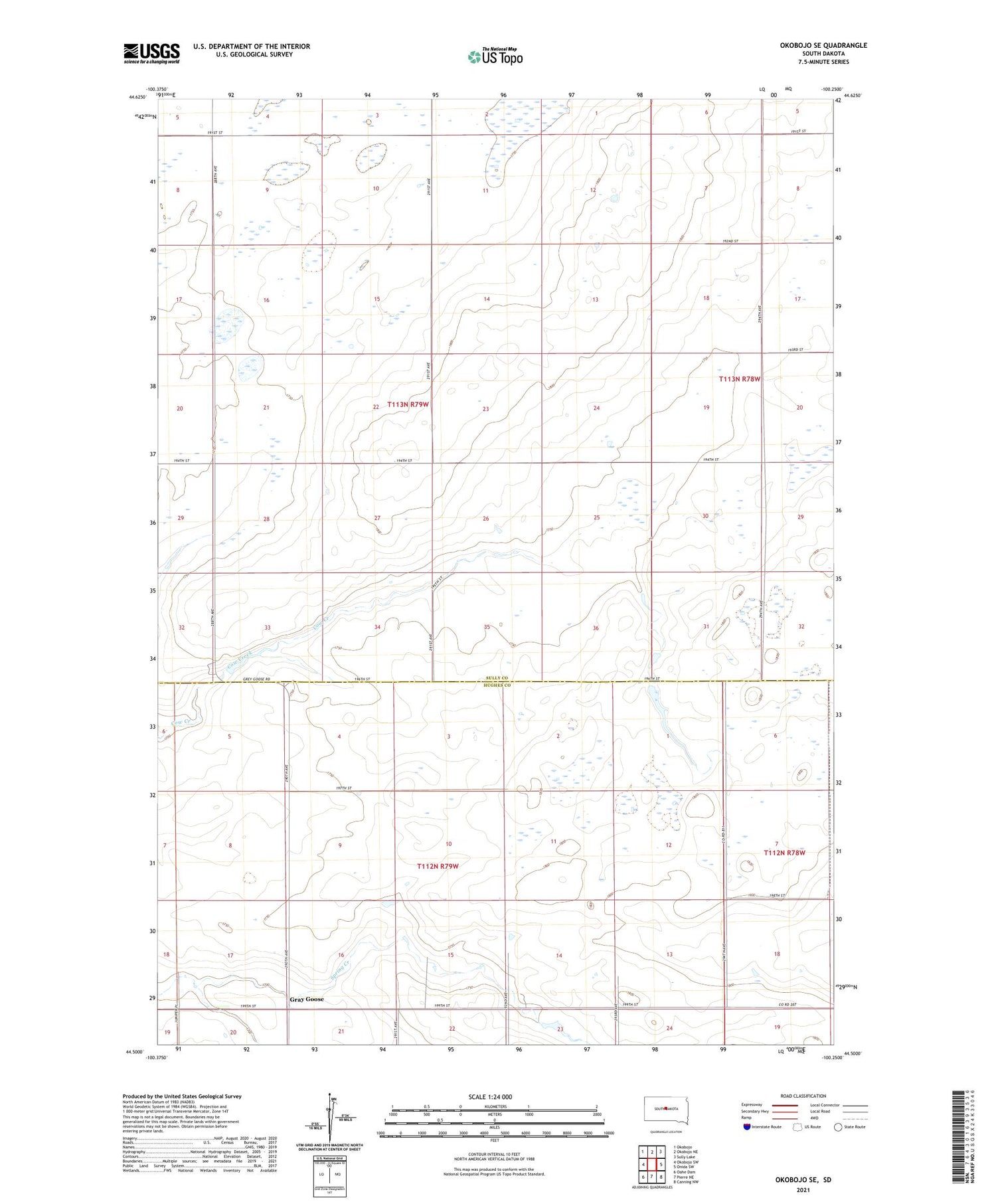 Okobojo SE South Dakota US Topo Map Image