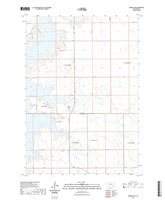 Okobojo SW South Dakota US Topo Map Image