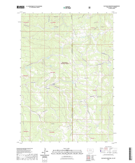 Old Baldy Mountain South Dakota US Topo Map Image