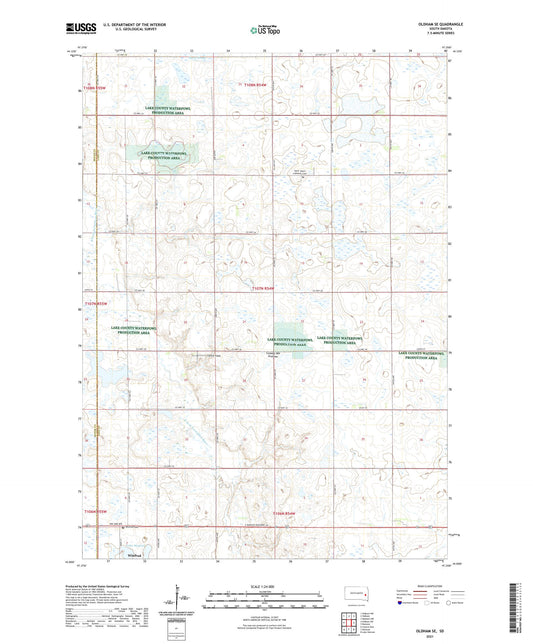 Oldham SE South Dakota US Topo Map Image