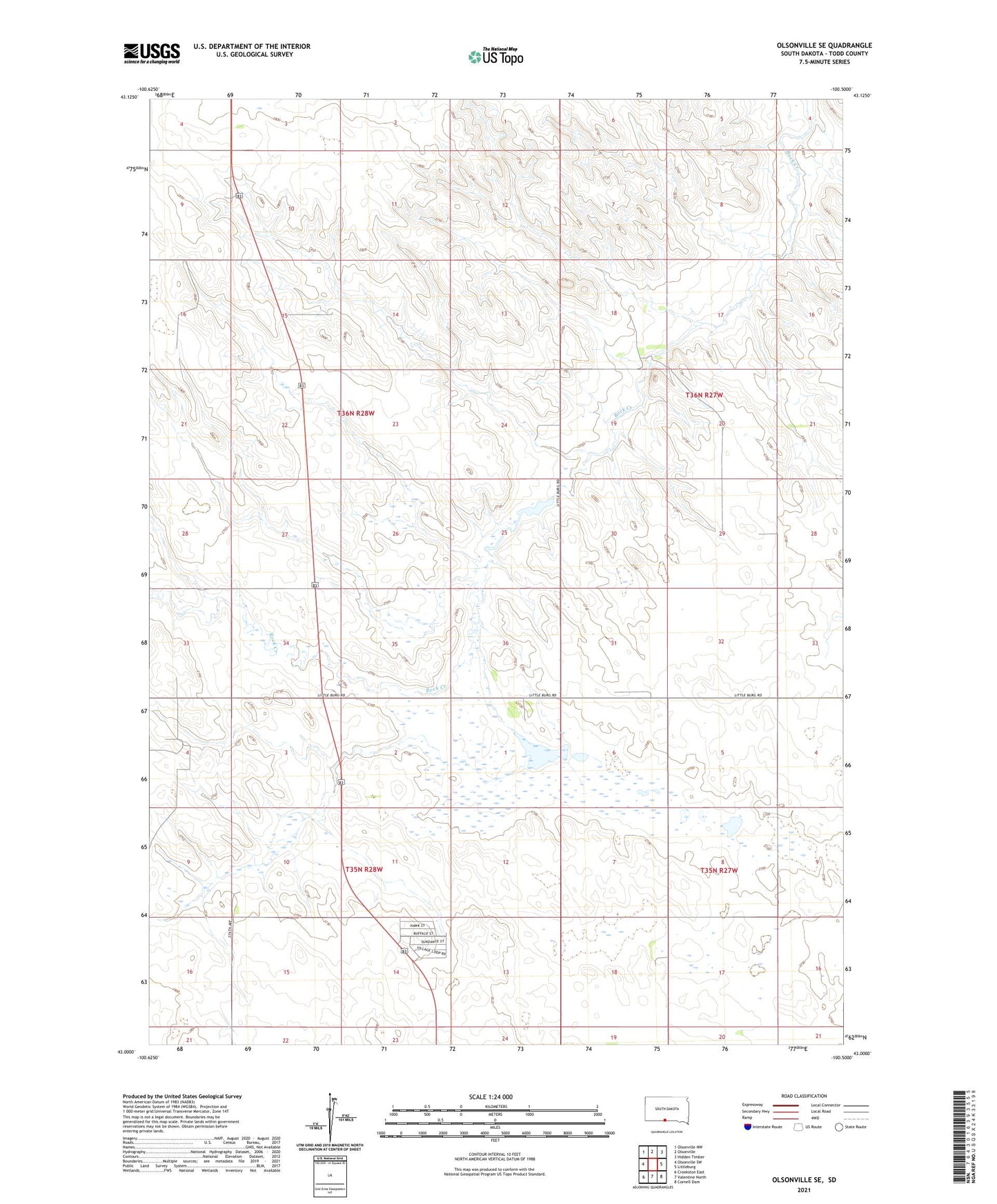 Olsonville SE South Dakota US Topo Map Image