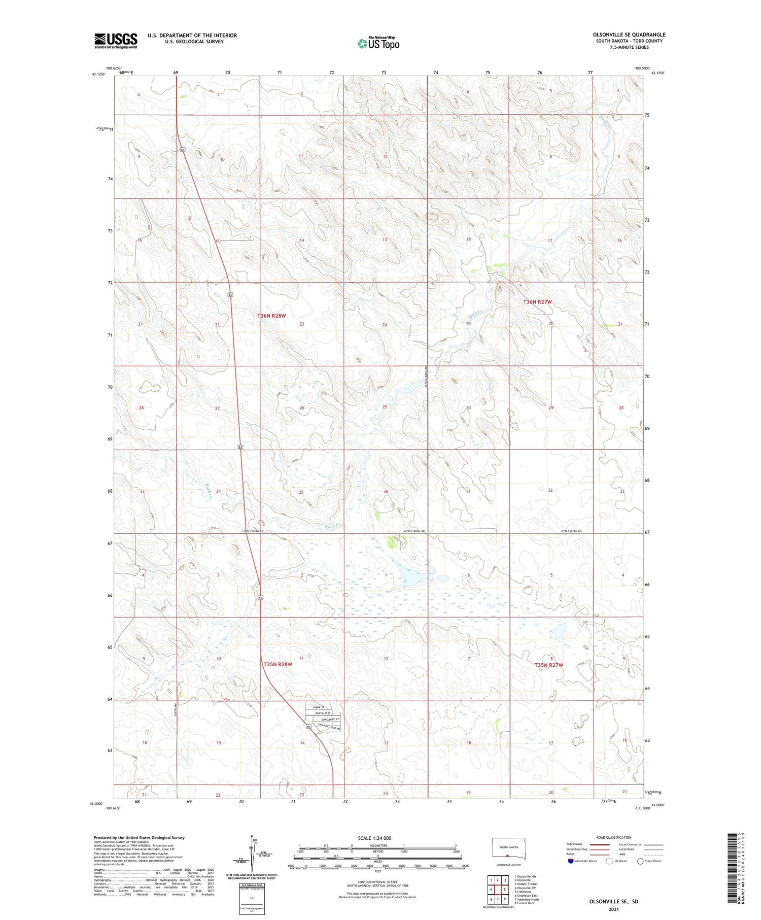 Olsonville SE South Dakota US Topo Map Image