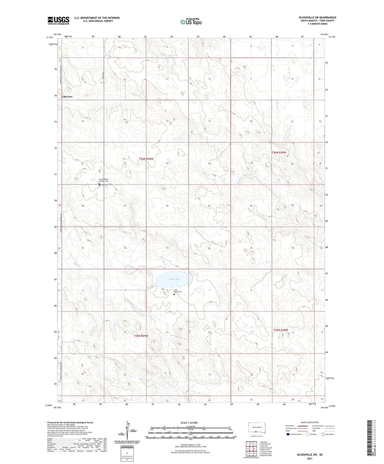 Olsonville SW South Dakota US Topo Map Image