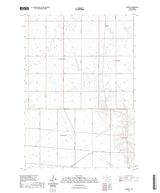 Onida SE South Dakota US Topo Map Image