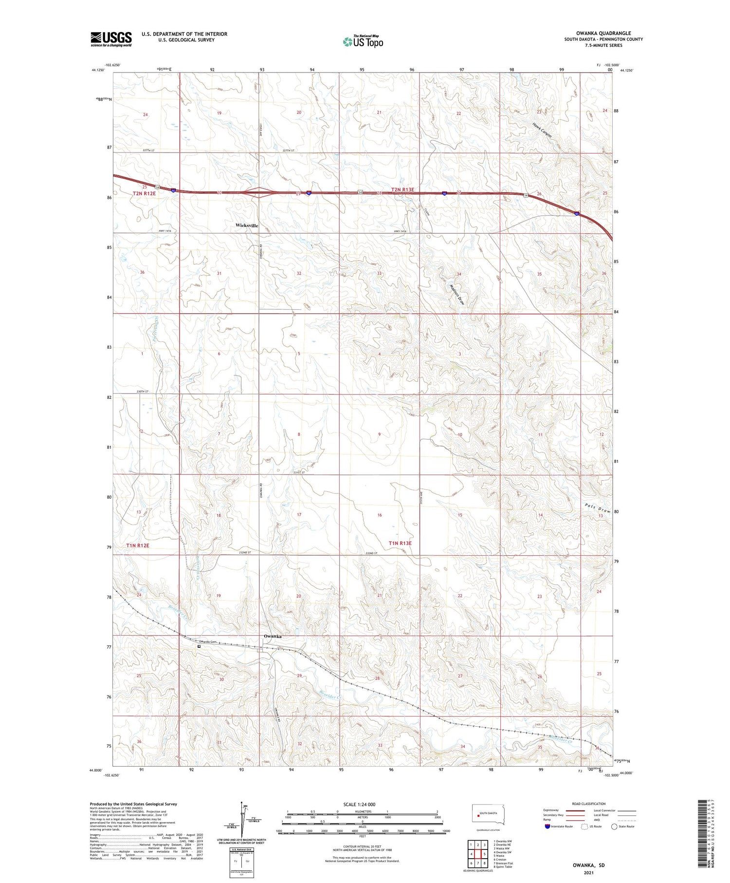 Owanka South Dakota US Topo Map Image
