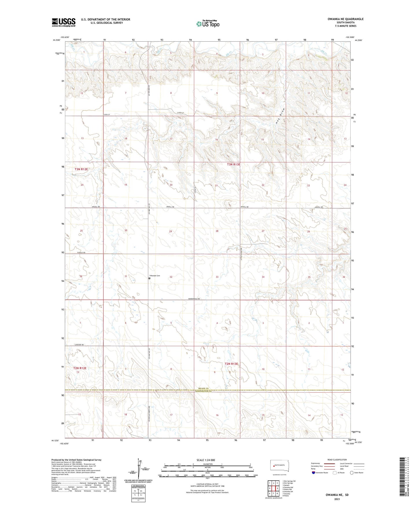 Owanka NE South Dakota US Topo Map Image