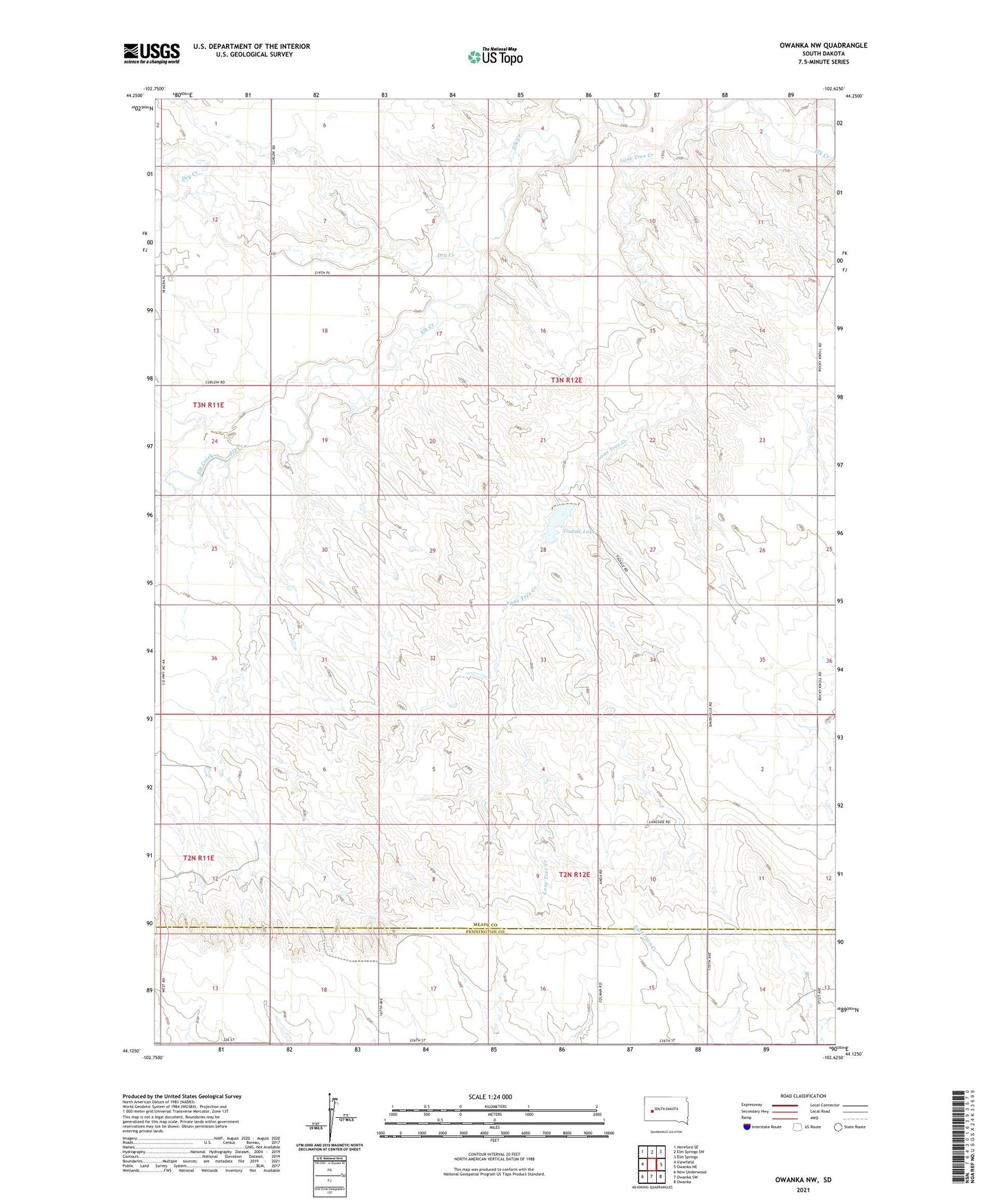 Owanka NW South Dakota US Topo Map Image