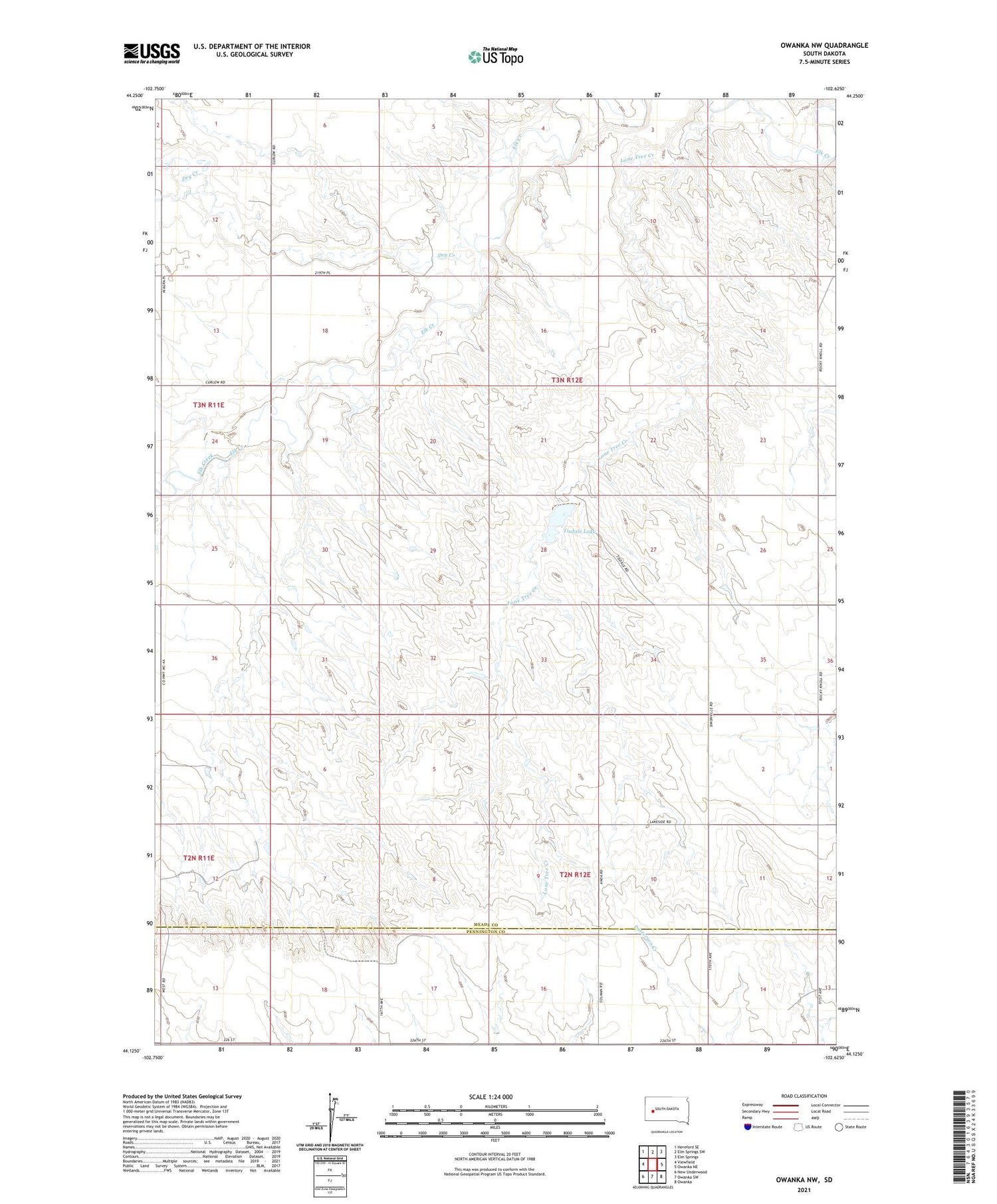 Owanka NW South Dakota US Topo Map Image