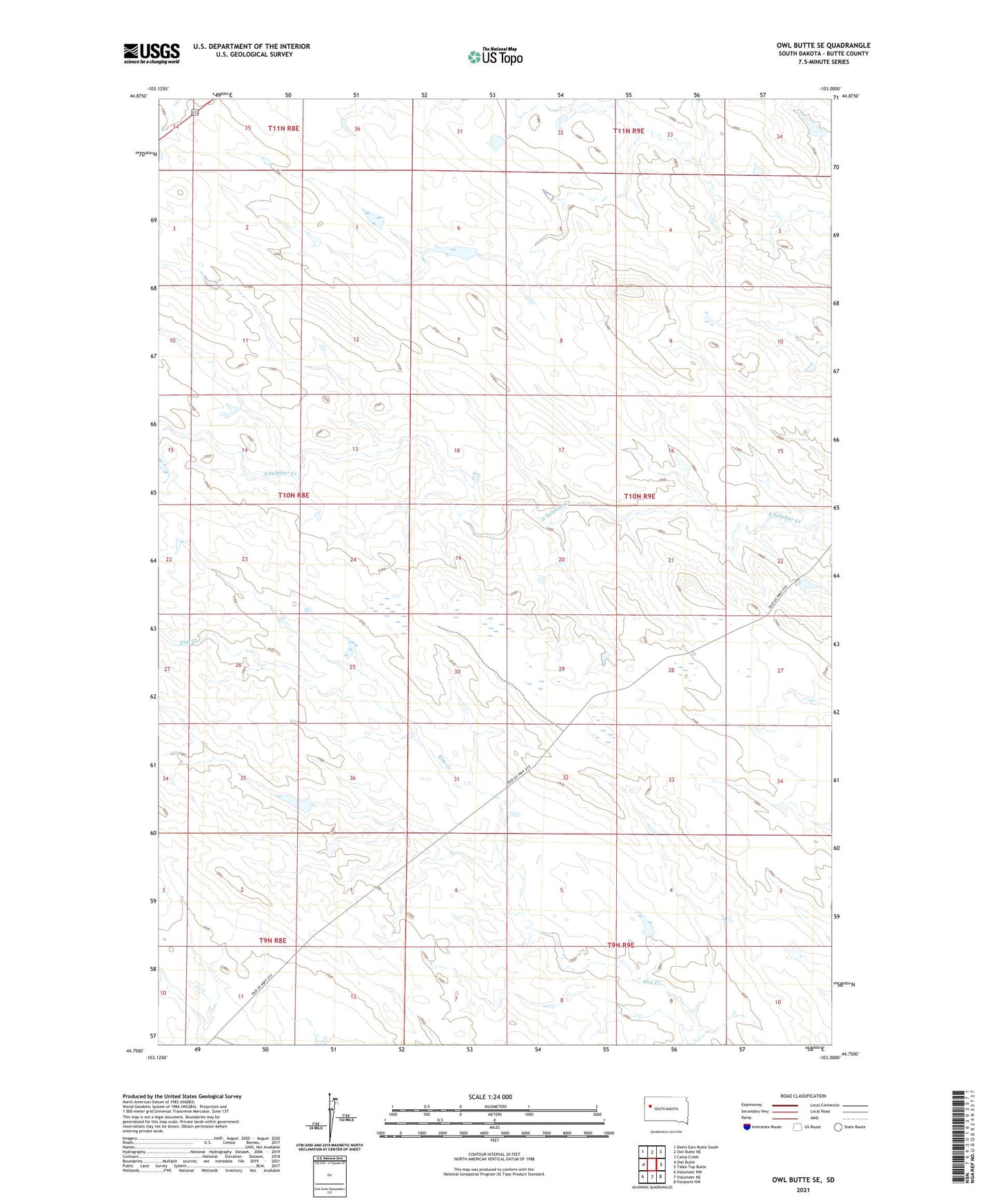 Owl Butte SE South Dakota US Topo Map Image