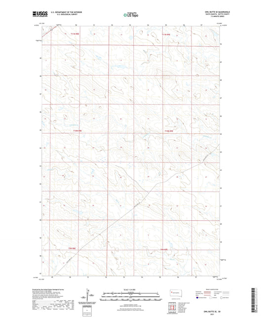 Owl Butte SE South Dakota US Topo Map Image