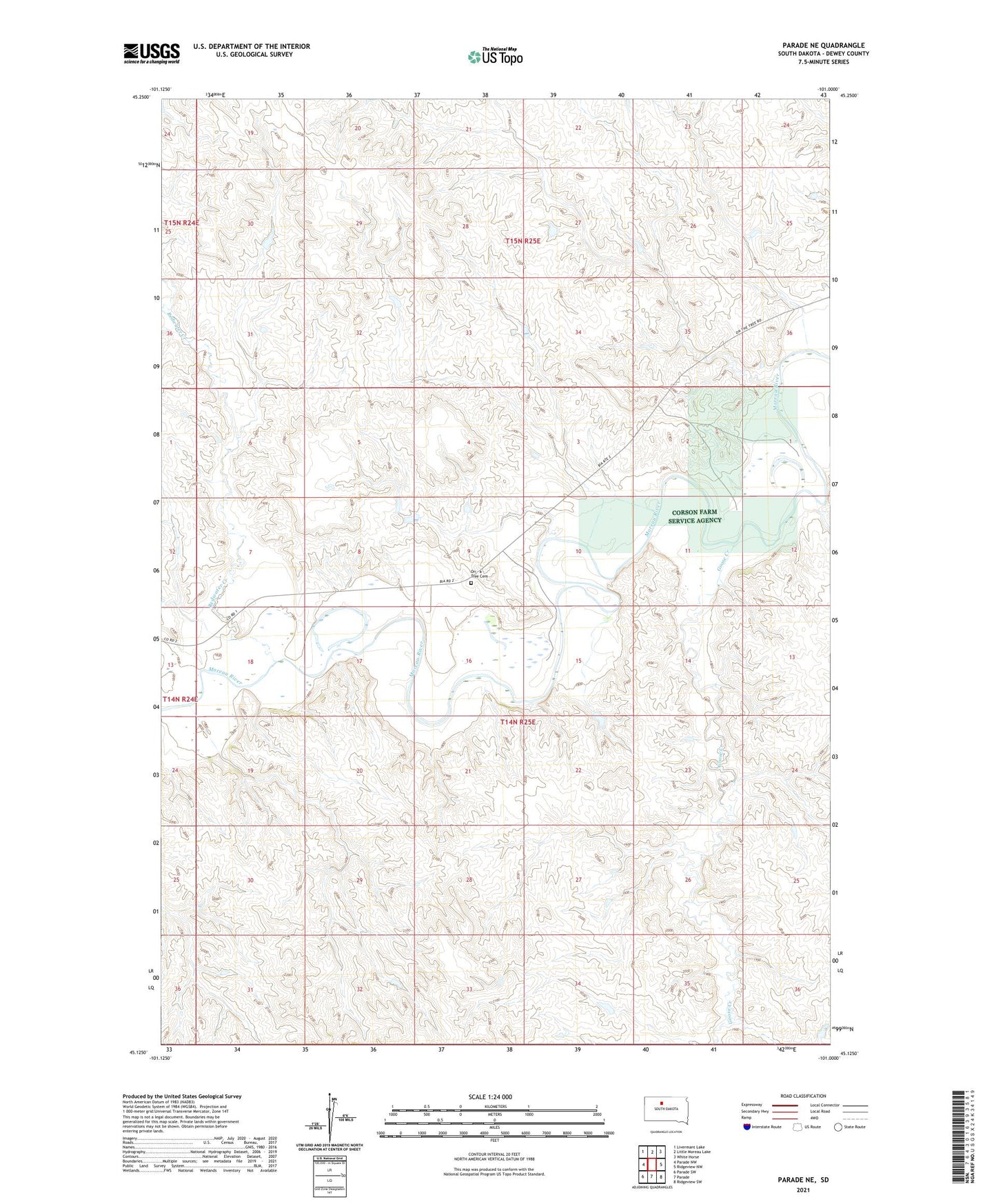 Parade NE South Dakota US Topo Map Image