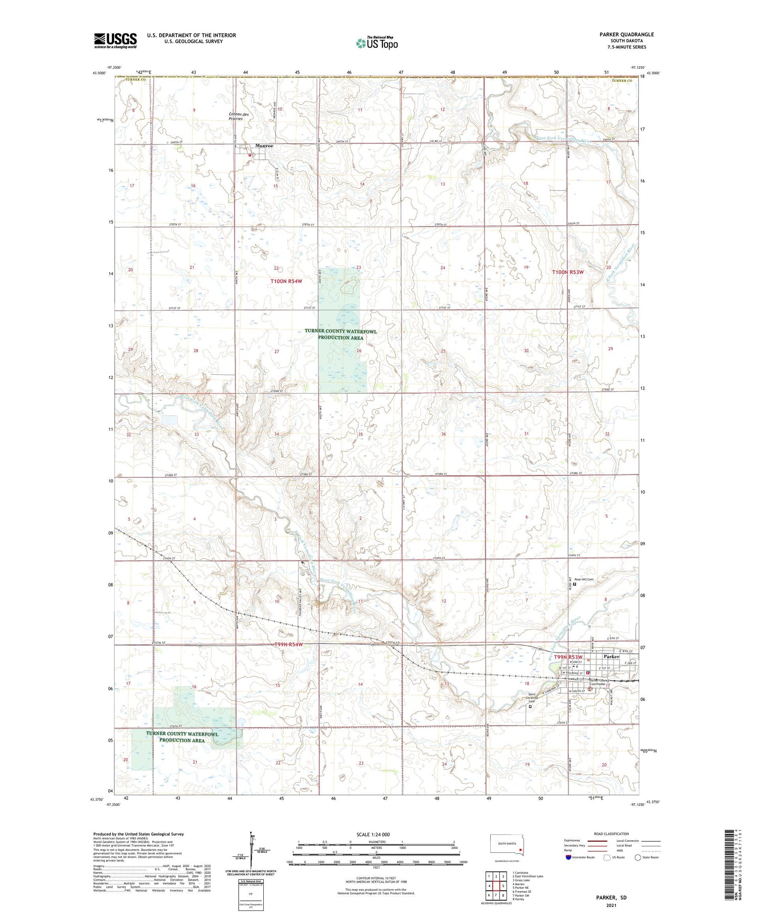 Parker South Dakota US Topo Map Image