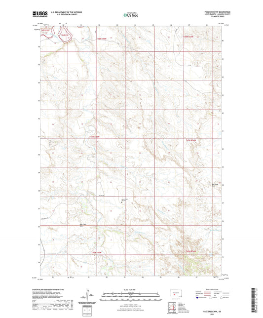 Pass Creek NW South Dakota US Topo Map Image