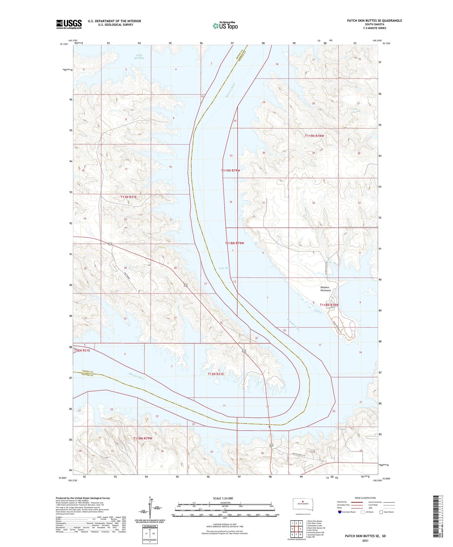 Patch Skin Buttes SE South Dakota US Topo Map Image