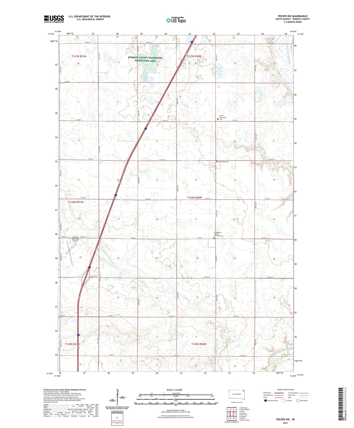 Peever NW South Dakota US Topo Map Image