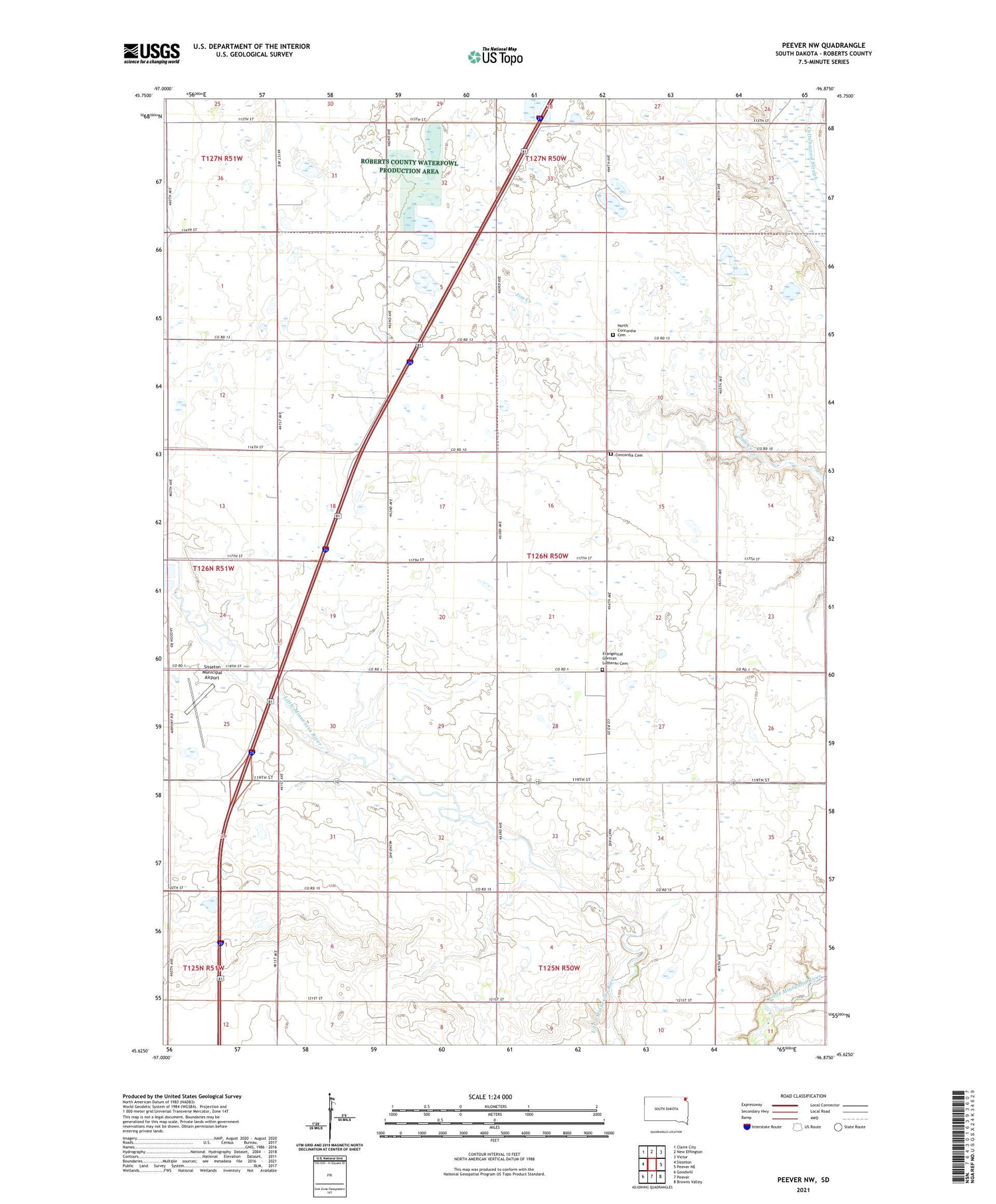 Peever NW South Dakota US Topo Map Image
