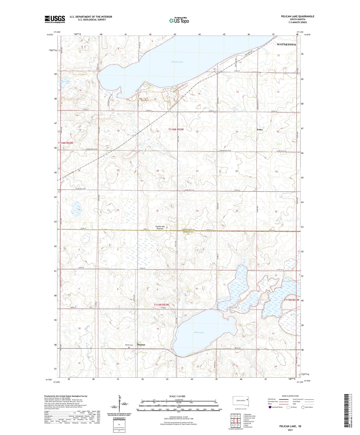 Pelican Lake South Dakota US Topo Map Image