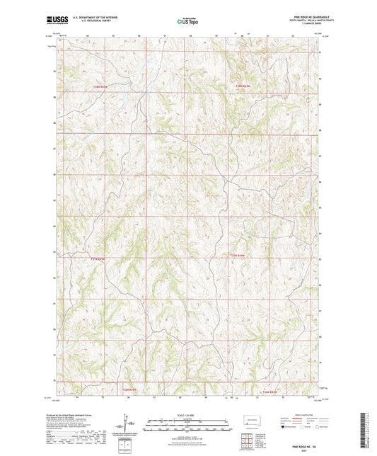 Pine Ridge NE South Dakota US Topo Map Image