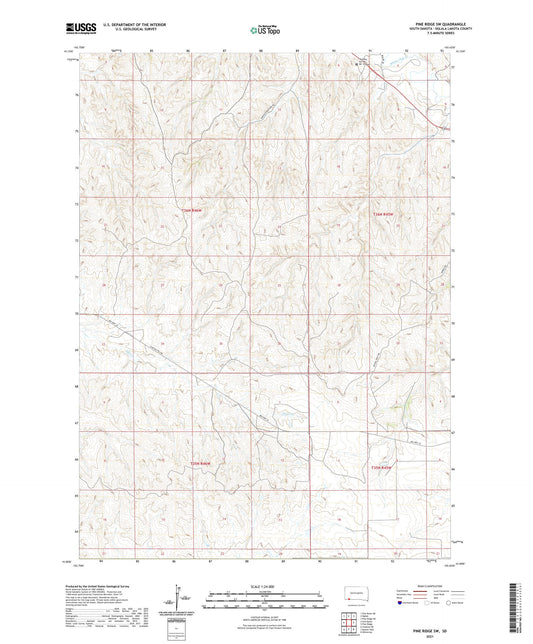 Pine Ridge SW South Dakota US Topo Map Image