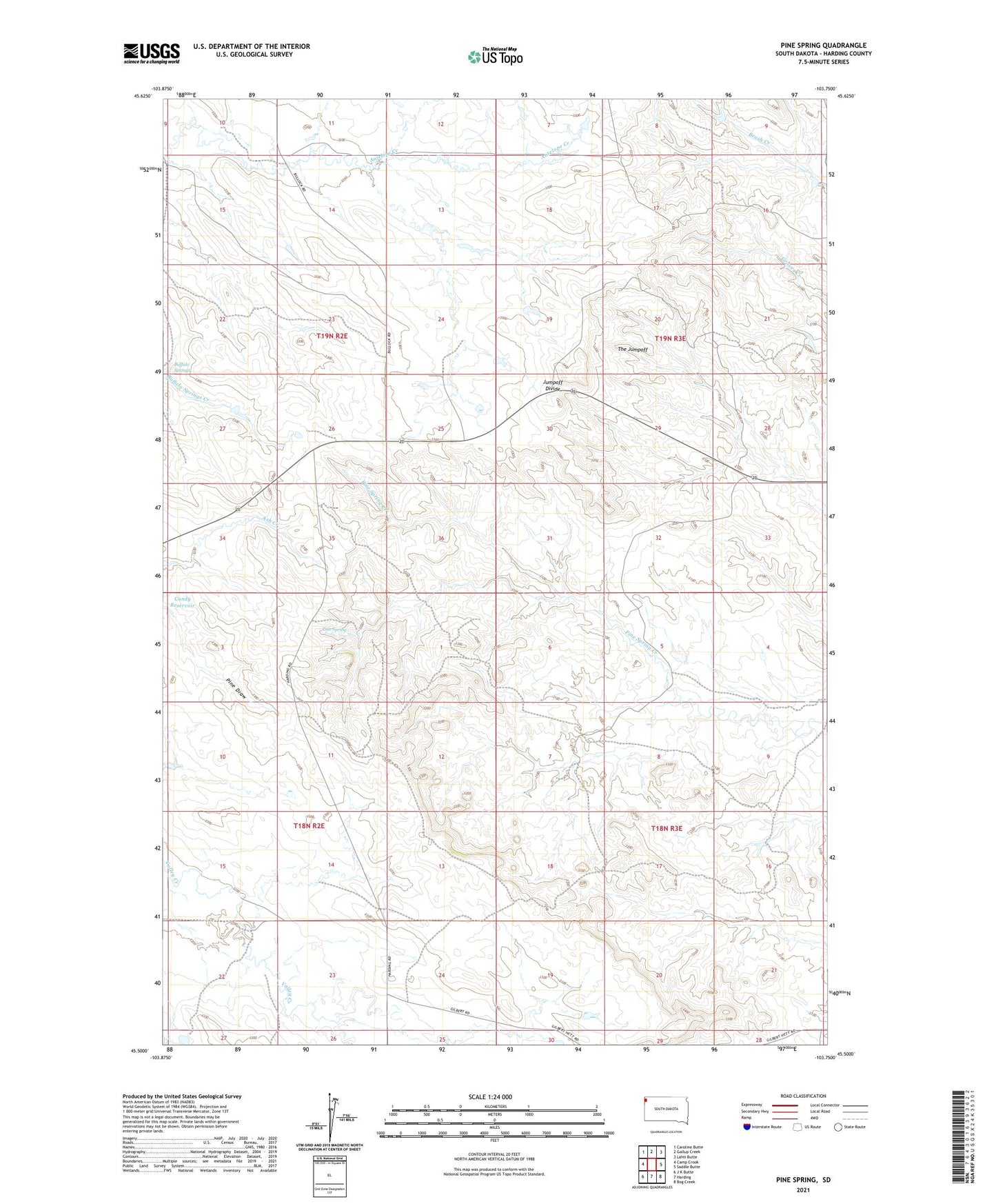 Pine Spring South Dakota US Topo Map Image