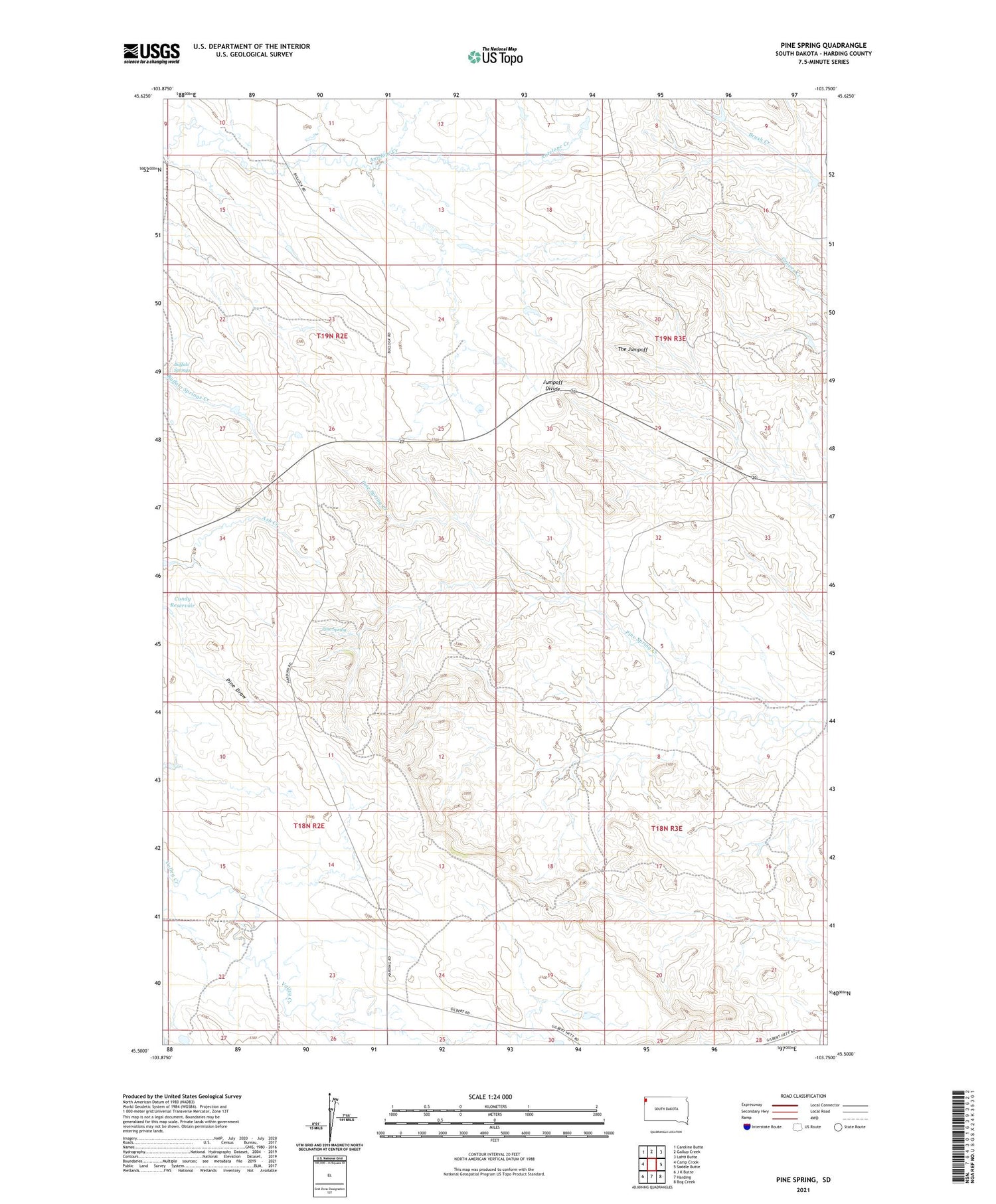 Pine Spring South Dakota US Topo Map Image