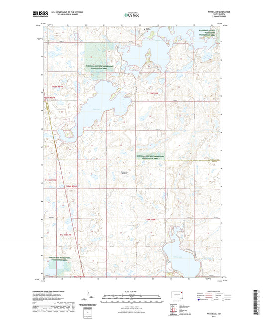 Piyas Lake South Dakota US Topo Map Image