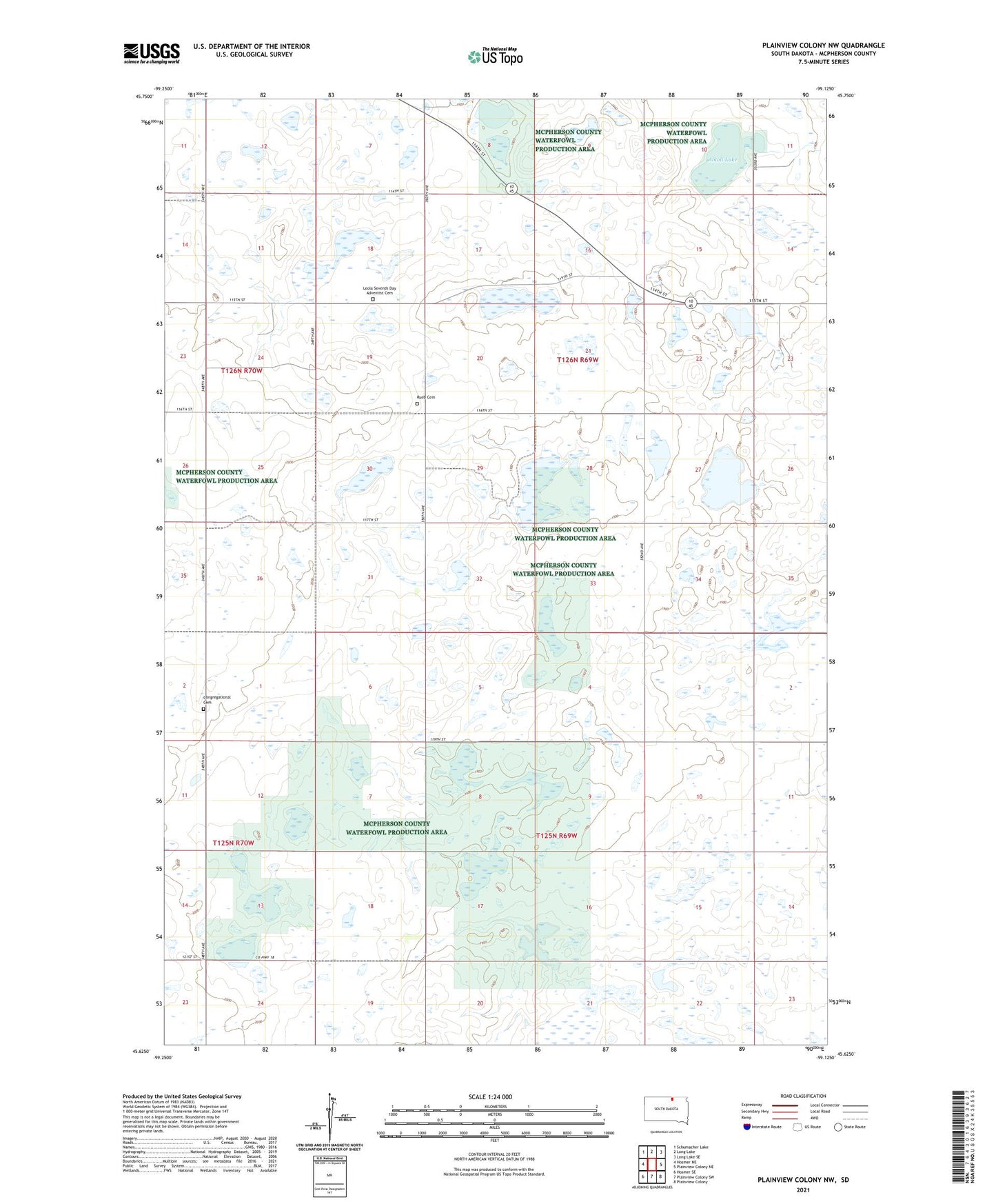 Plainview Colony NW South Dakota US Topo Map Image