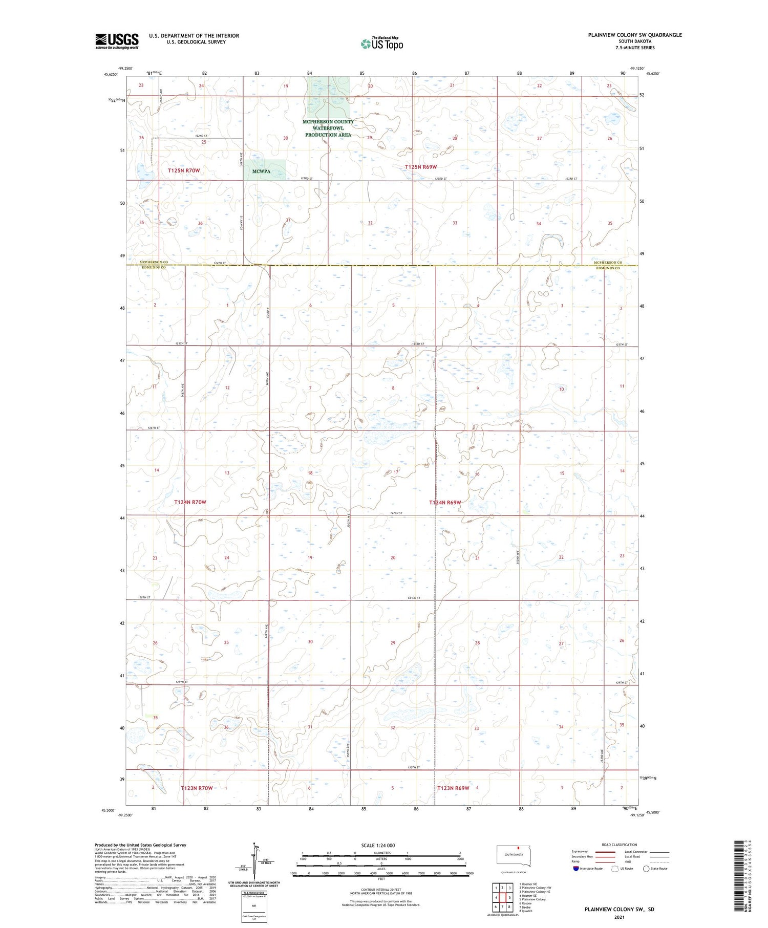 Plainview Colony SW South Dakota US Topo Map Image