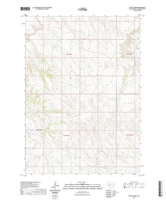 Potato Creek South Dakota US Topo Map Image