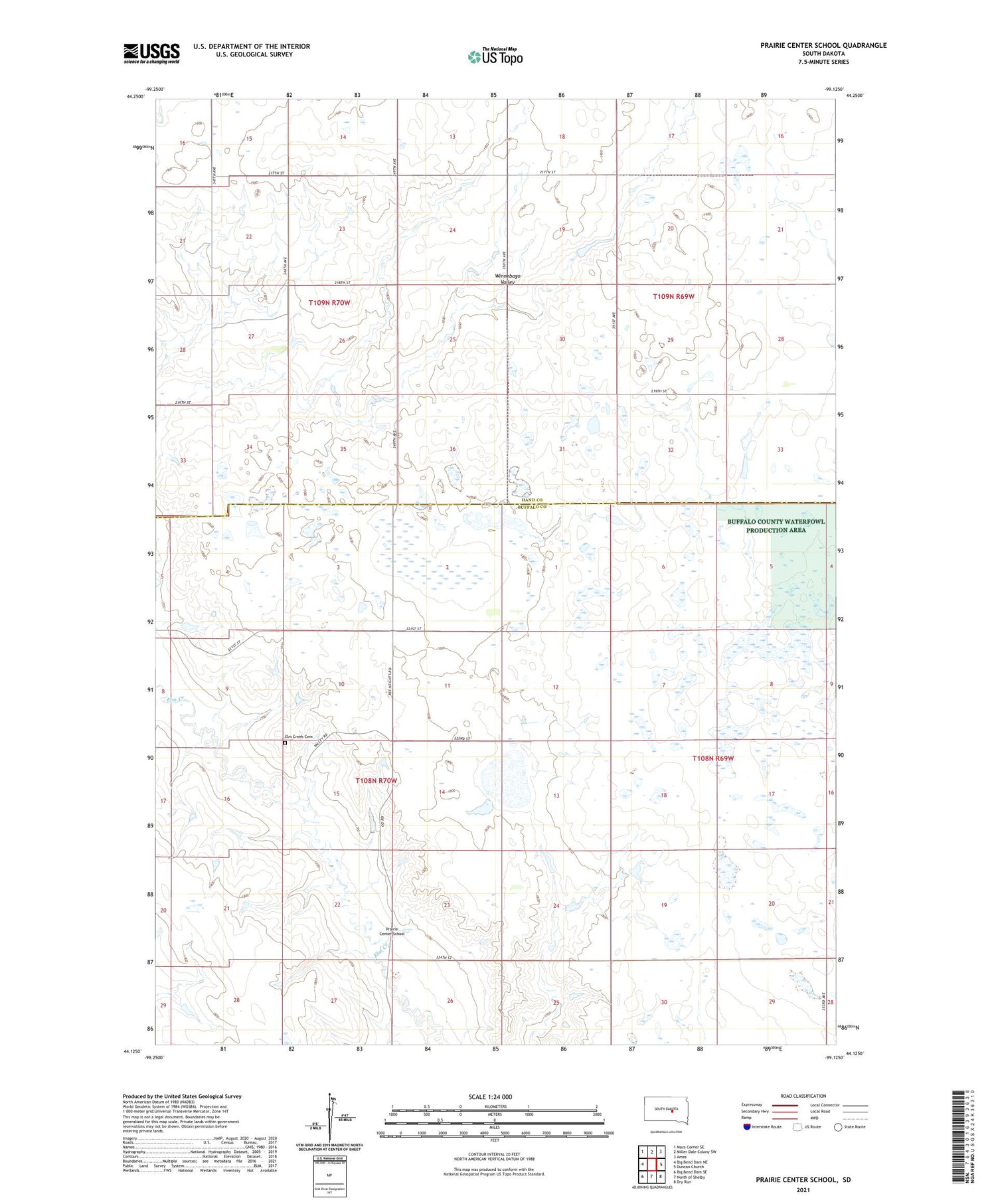 Prairie Center School South Dakota US Topo Map Image