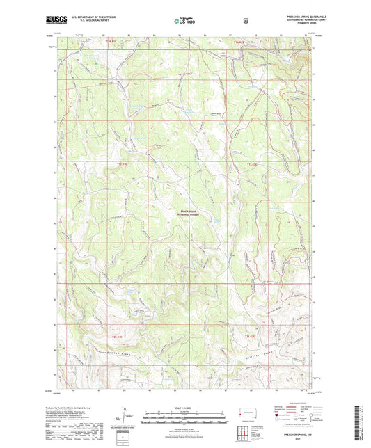 Preacher Spring South Dakota US Topo Map Image