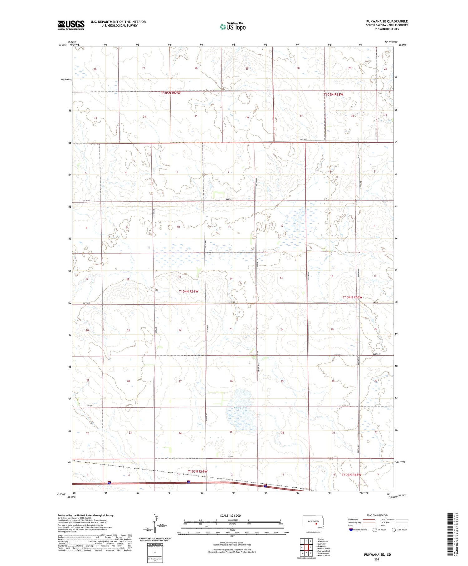 Pukwana SE South Dakota US Topo Map Image