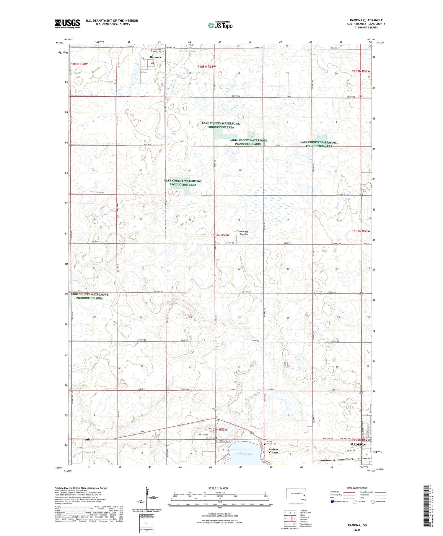 Ramona South Dakota US Topo Map Image