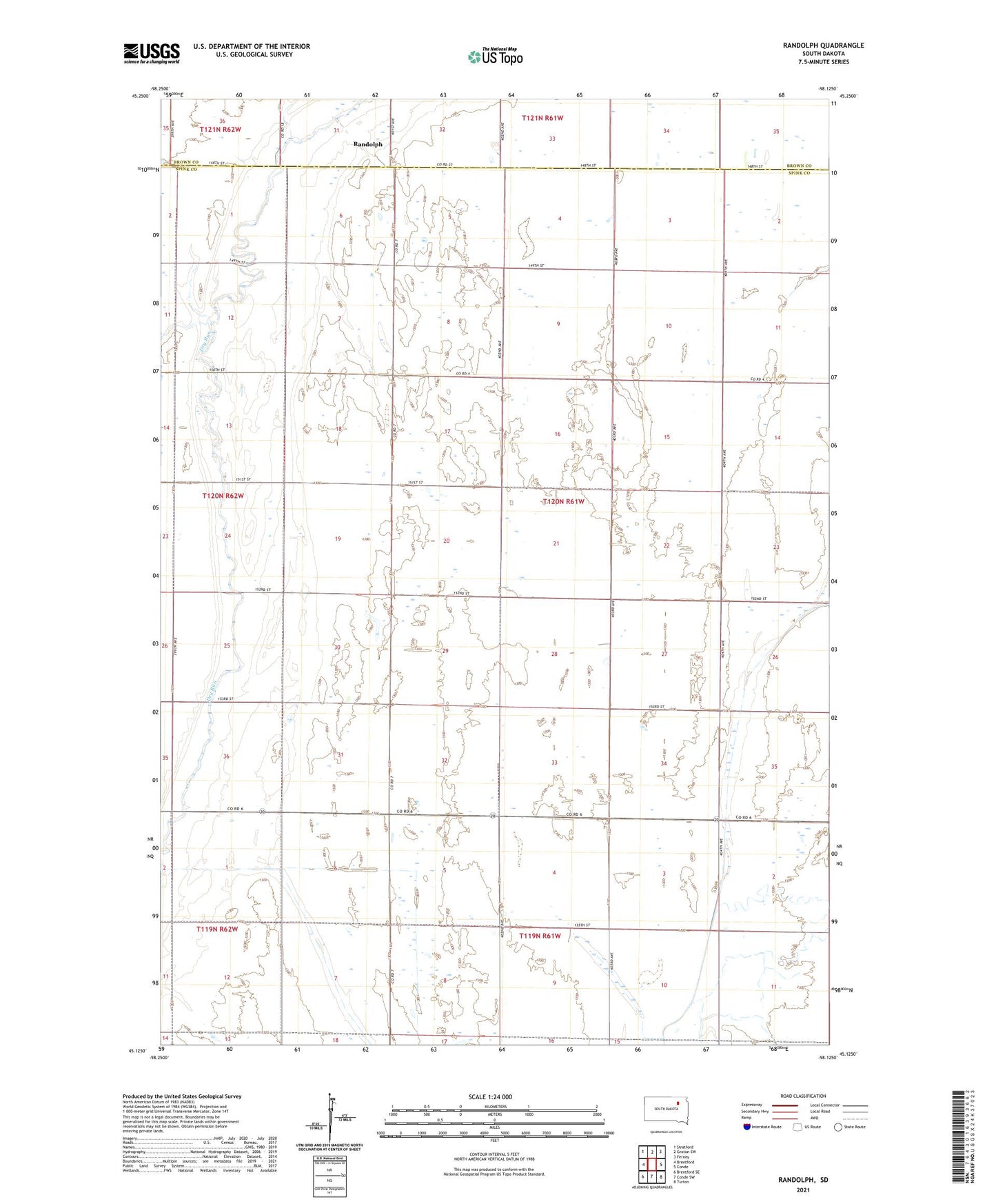 Randolph South Dakota US Topo Map Image