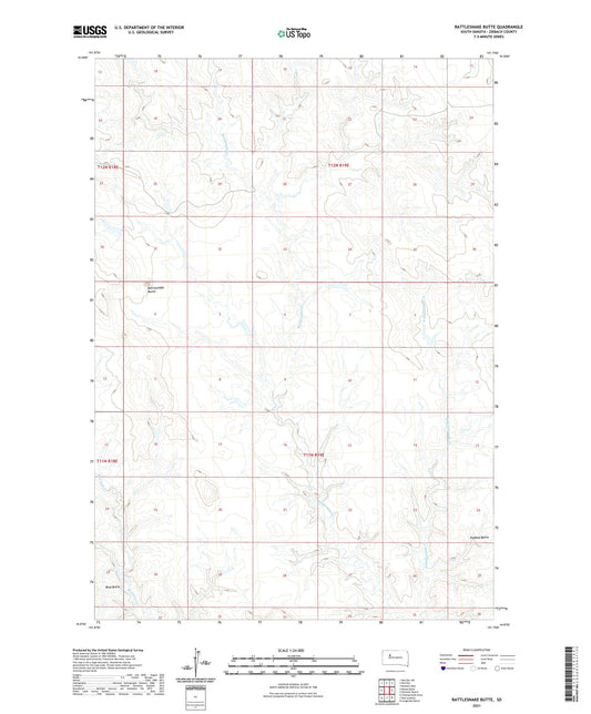 Rattlesnake Butte South Dakota US Topo Map Image