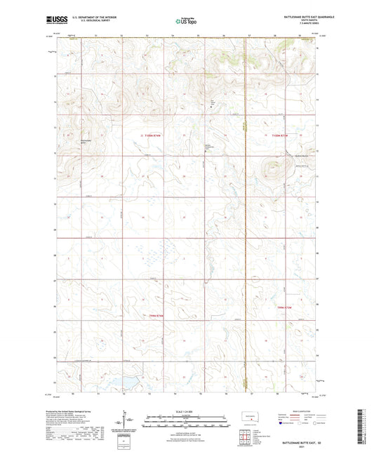 Rattlesnake Butte East South Dakota US Topo Map Image