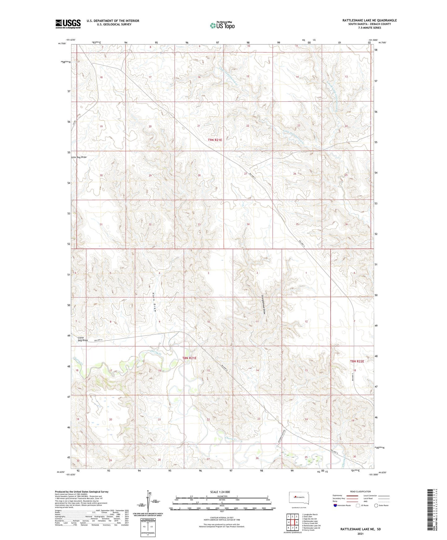 Rattlesnake Lake NE South Dakota US Topo Map Image
